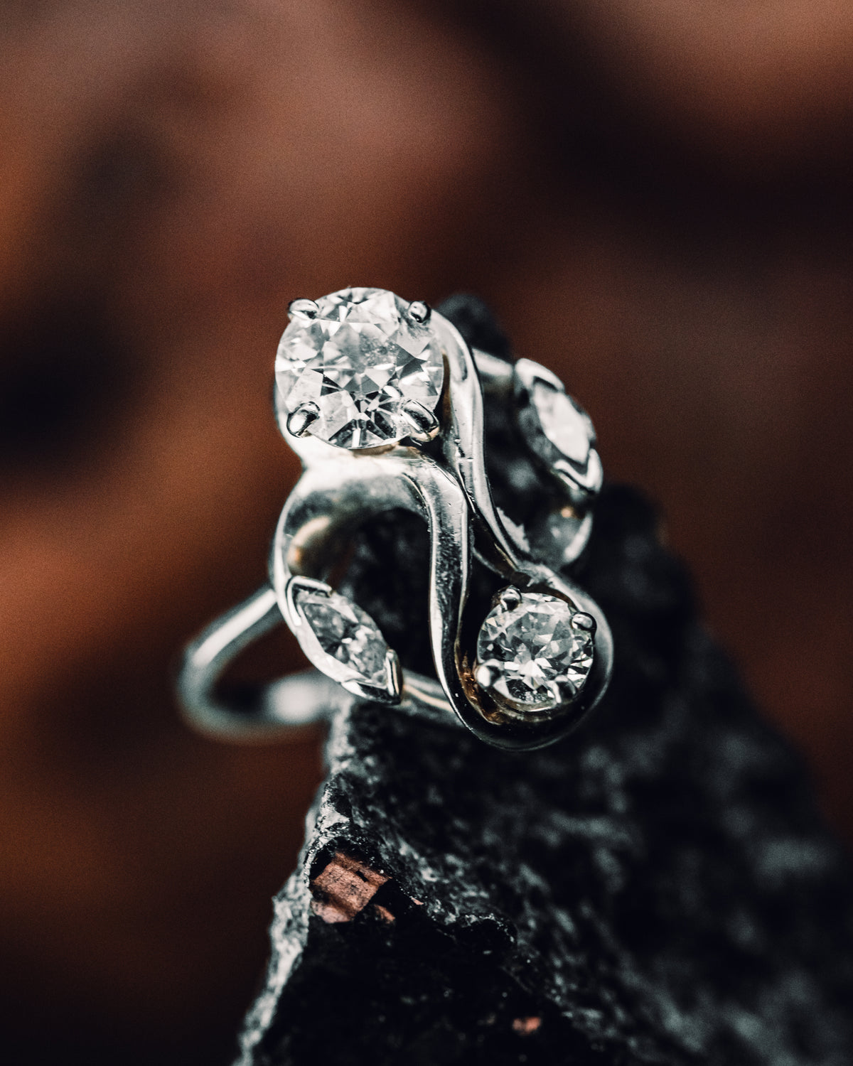 14k White Gold Vintage Diamond Ring