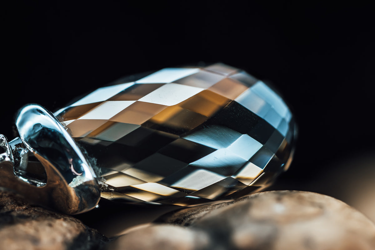 14k White Gold Smokey Quartz Pendant