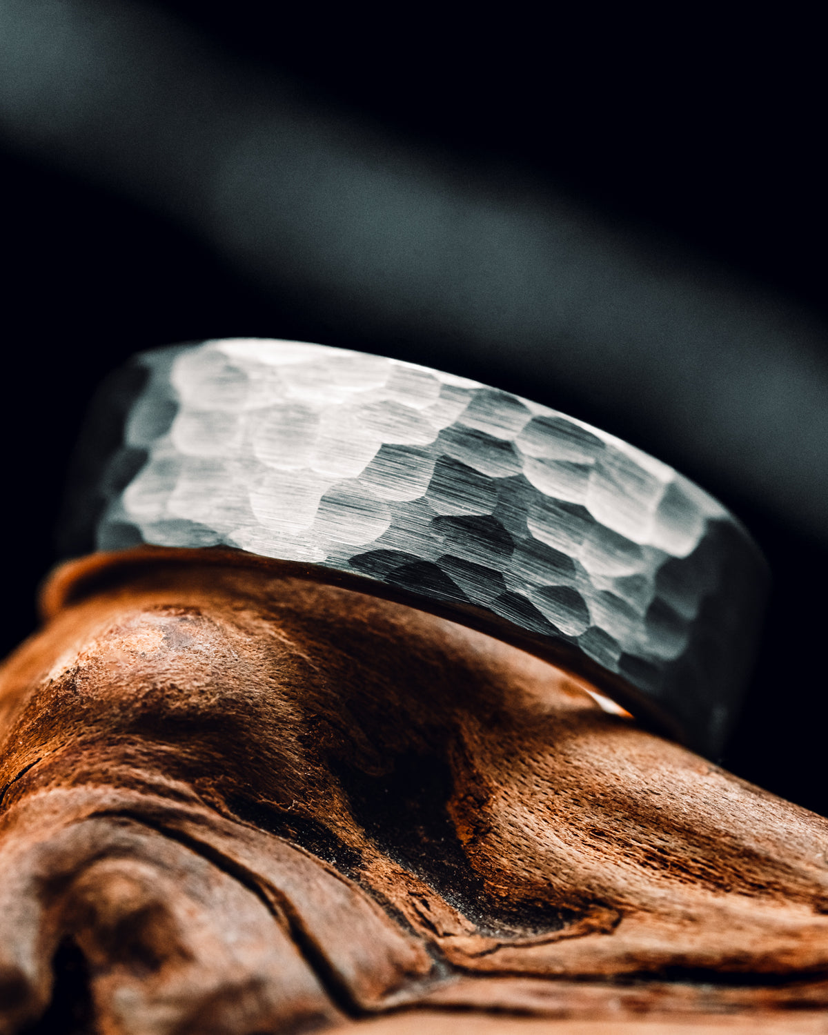 Tungsten Ring with a Hammered Finish