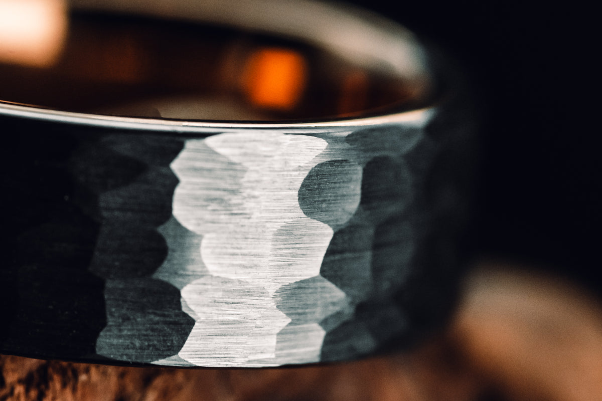 Tungsten Ring with a Hammered Finish
