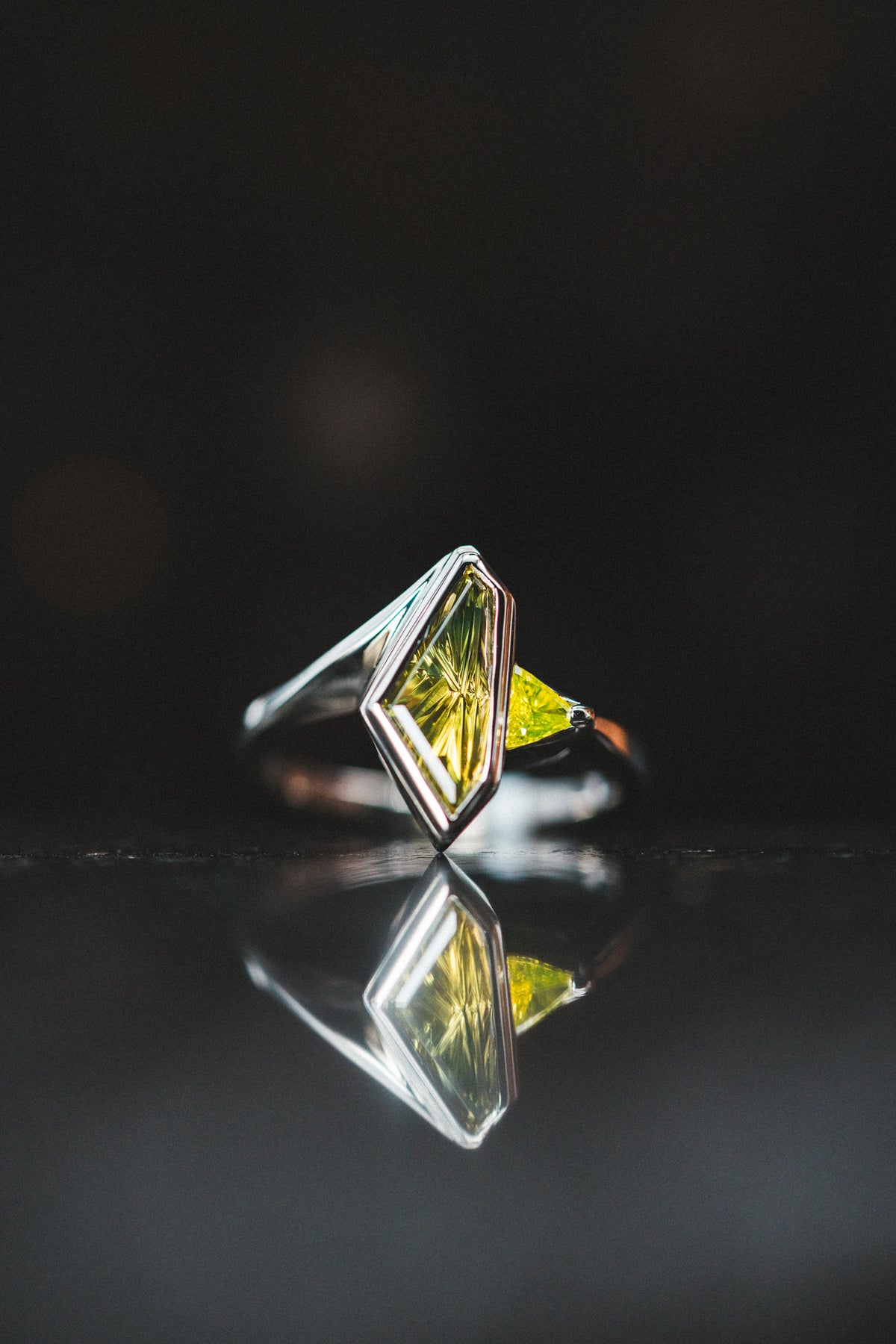 14k White Gold Sapphire and Diamond Custom Ring