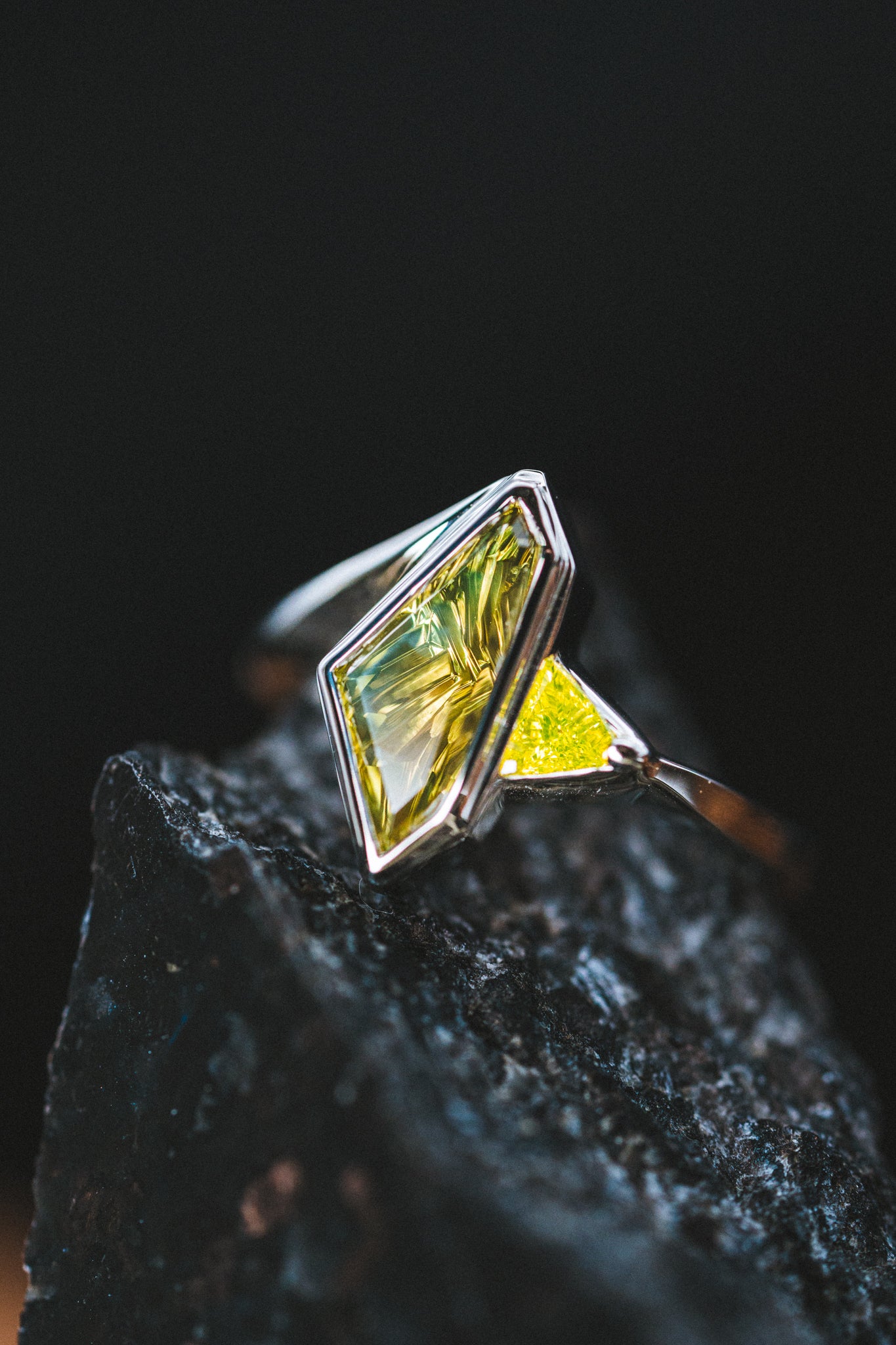 14k White Gold Sapphire and Diamond Custom Ring