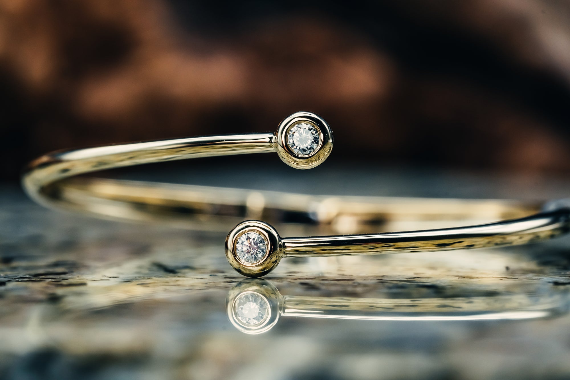 14k Yellow Gold Hinged Diamond Bracelet
