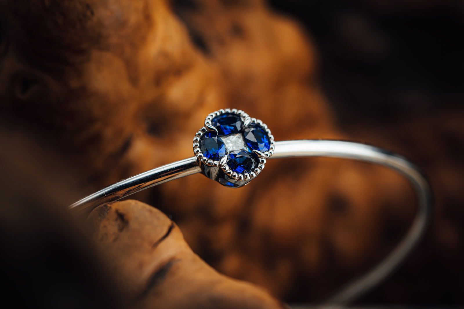 18k White Gold Sapphire and Diamond Bracelet