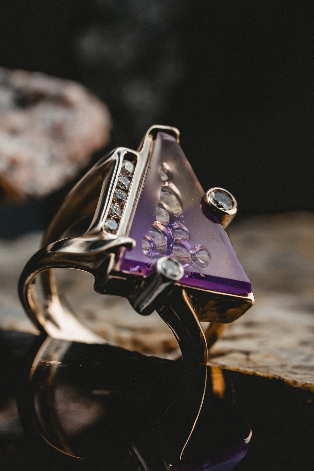14k White Gold Ametrine and Diamond Ring