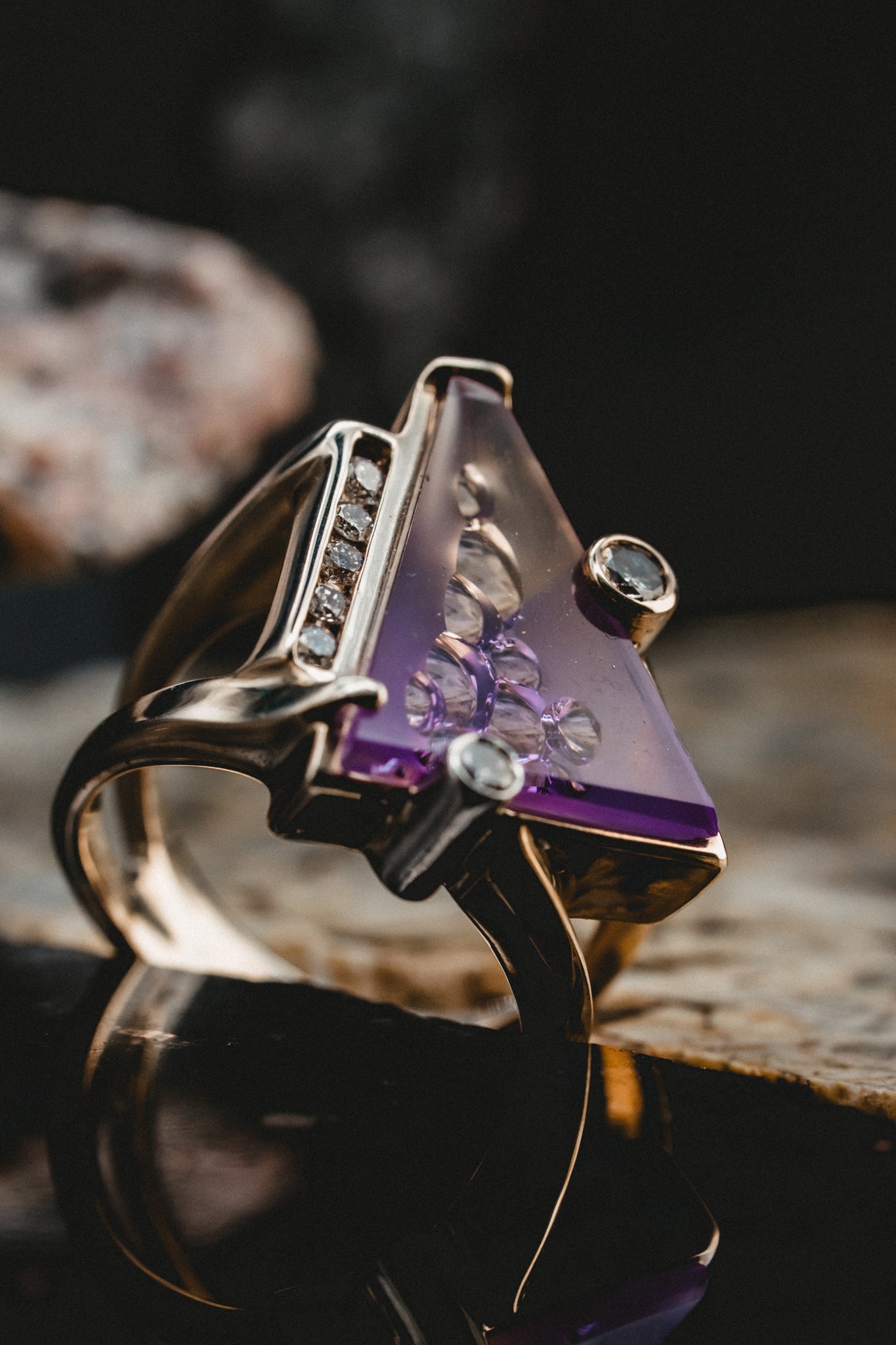 14k White Gold Ametrine and Diamond Ring
