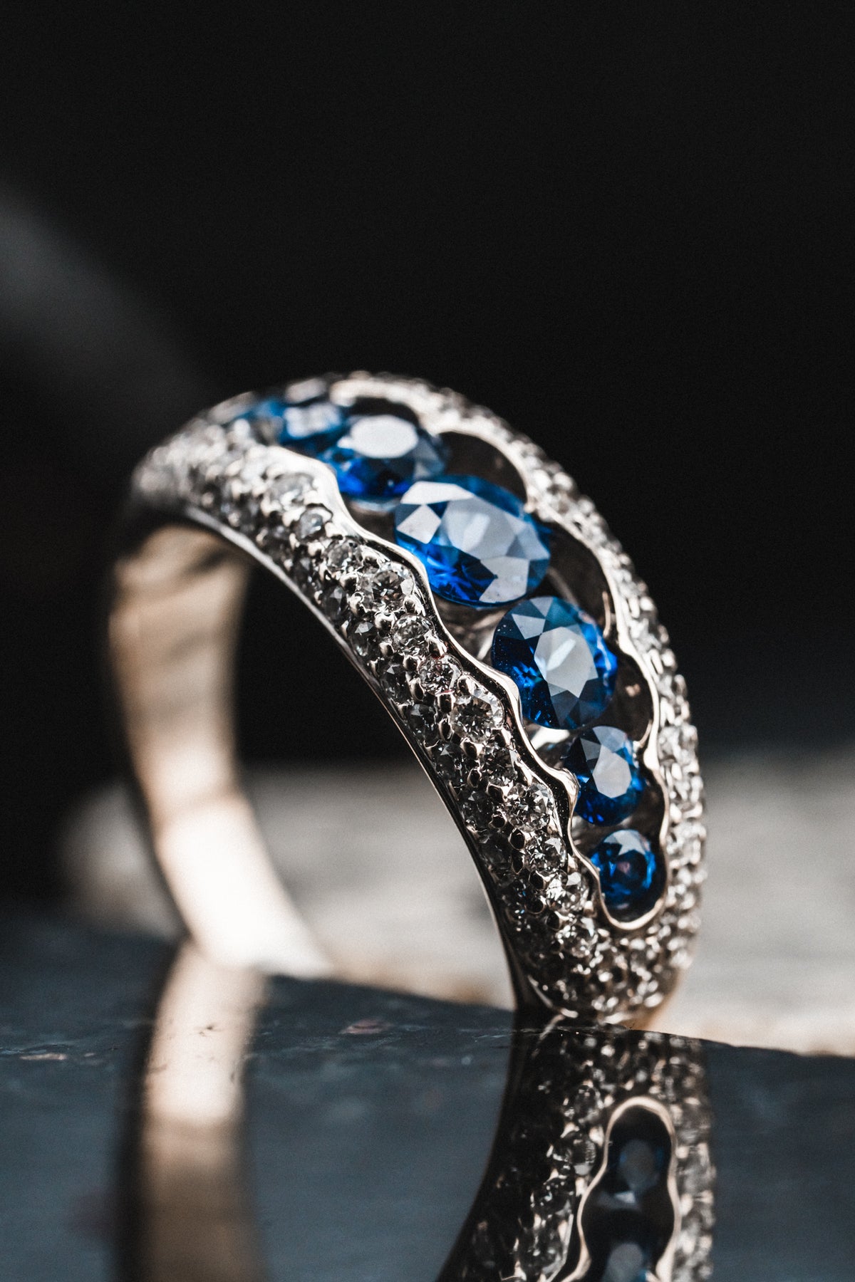 18k White Gold Sapphire and Diamond Ring