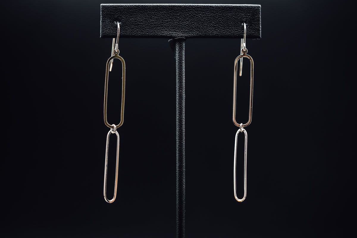 Sterling Silver Paper Clip Drop Earrings