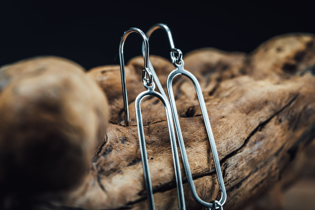 Sterling Silver Paper Clip Drop Earrings