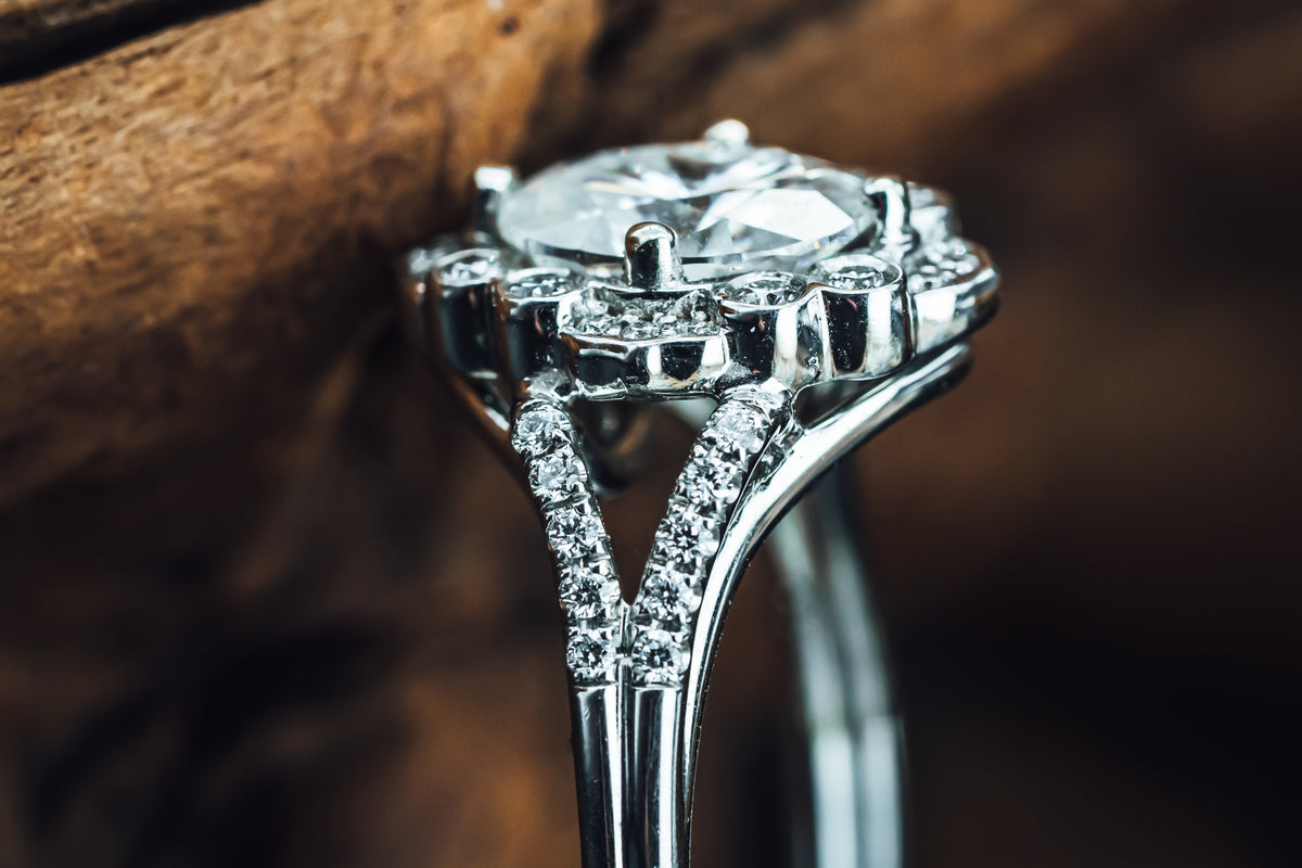 14k White Gold Moissanite and Diamond Ring