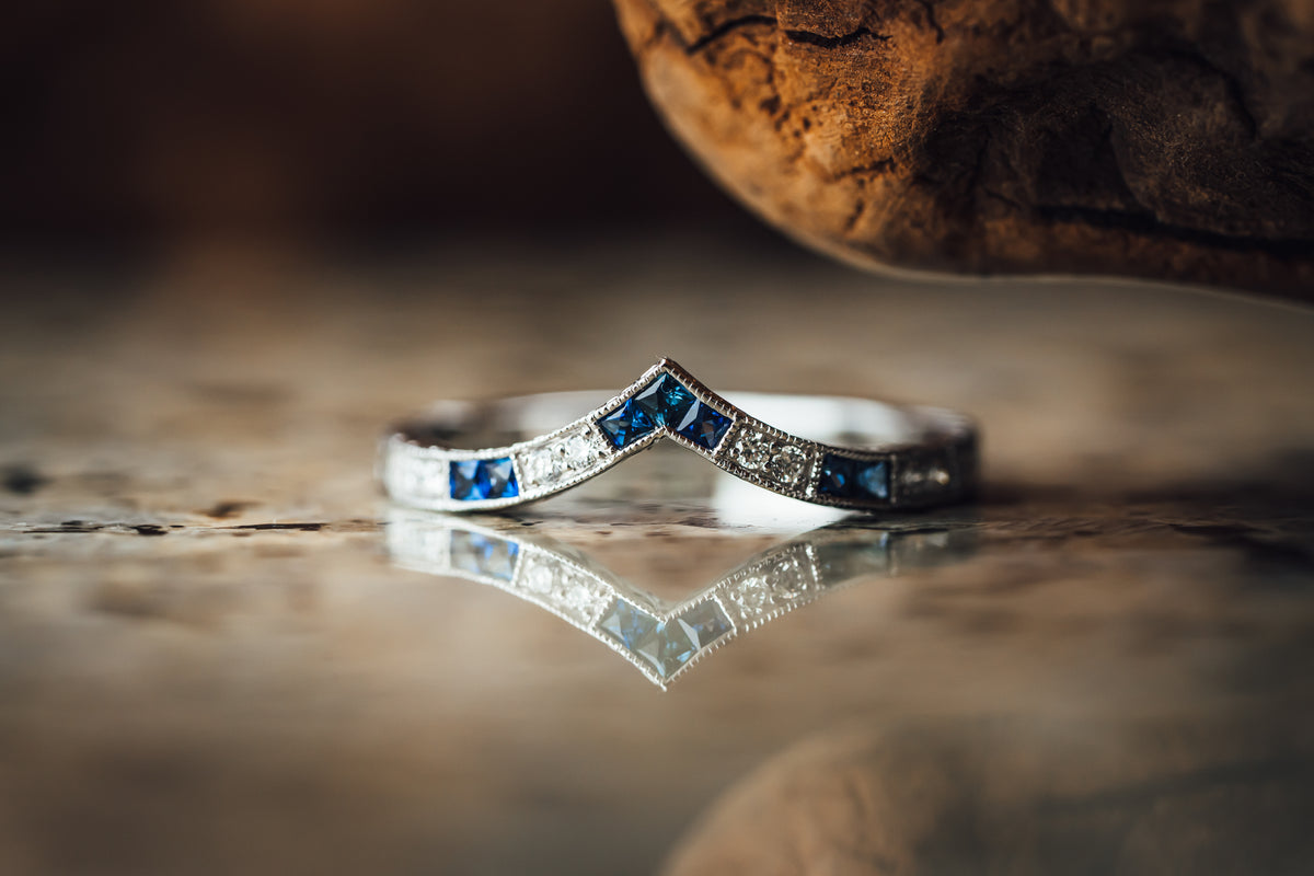 14k White Gold Sapphire and Diamond Ring