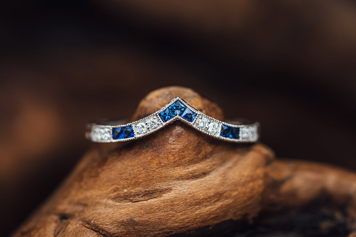 14k White Gold Sapphire and Diamond Ring