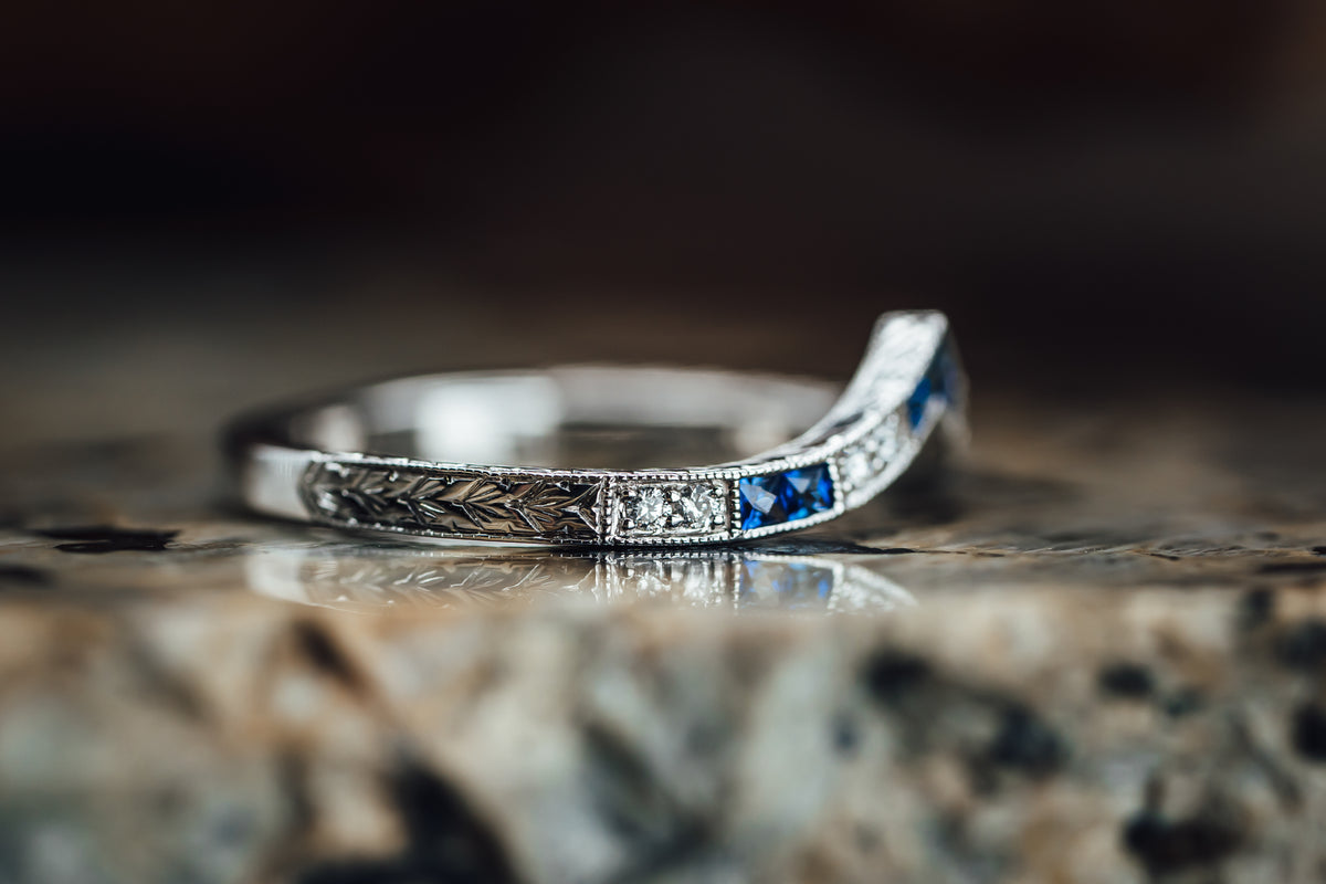 14k White Gold Sapphire and Diamond Ring