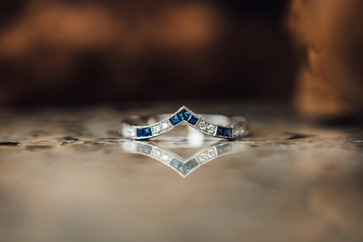 14k White Gold Sapphire and Diamond Ring