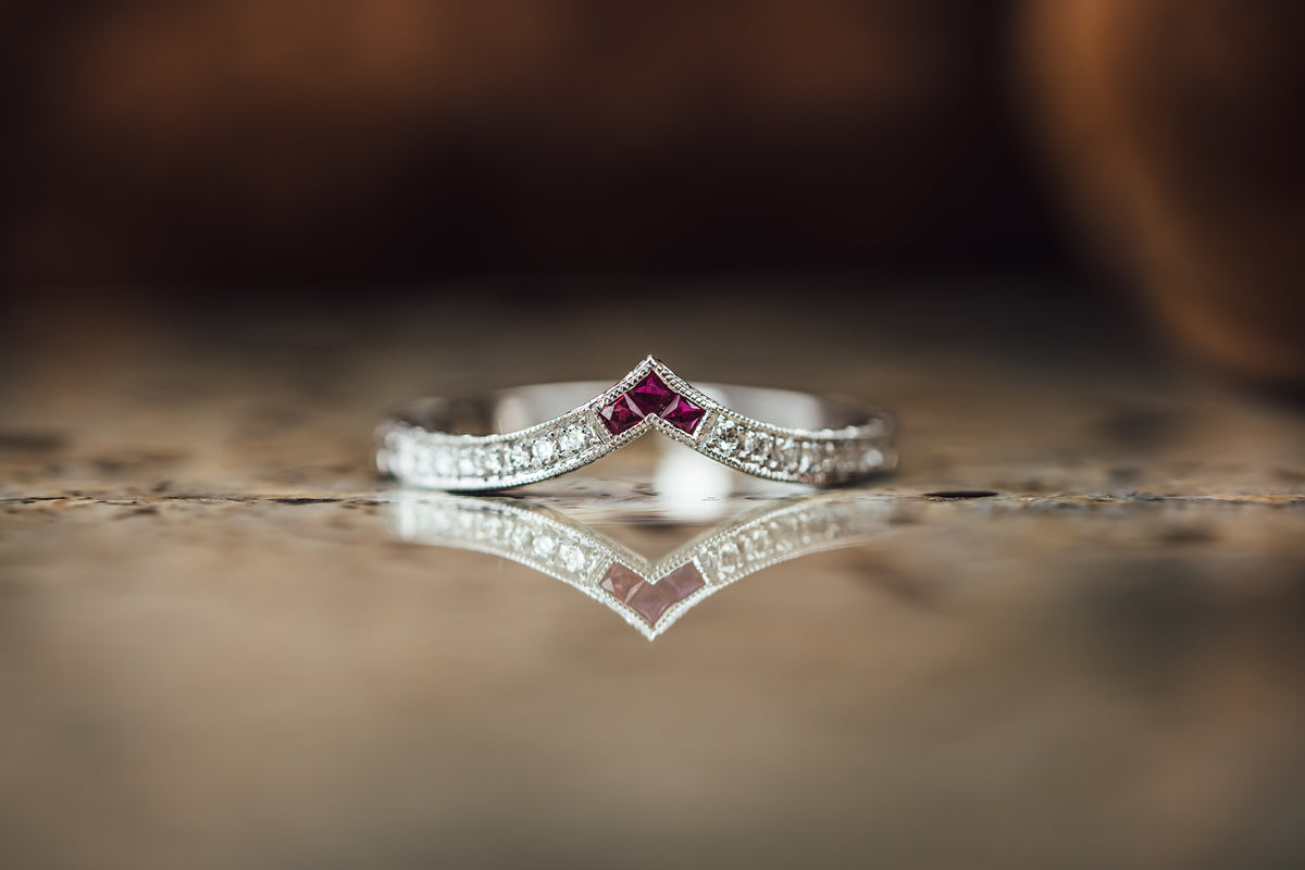 14k White Gold Ruby and Diamond Ring