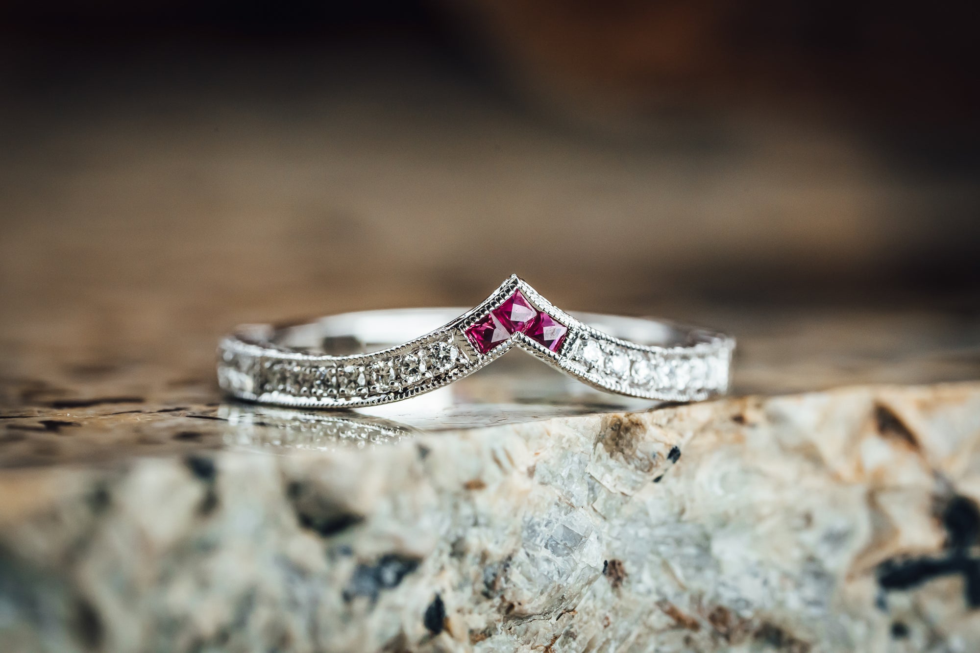 14k White Gold Ruby and Diamond Ring