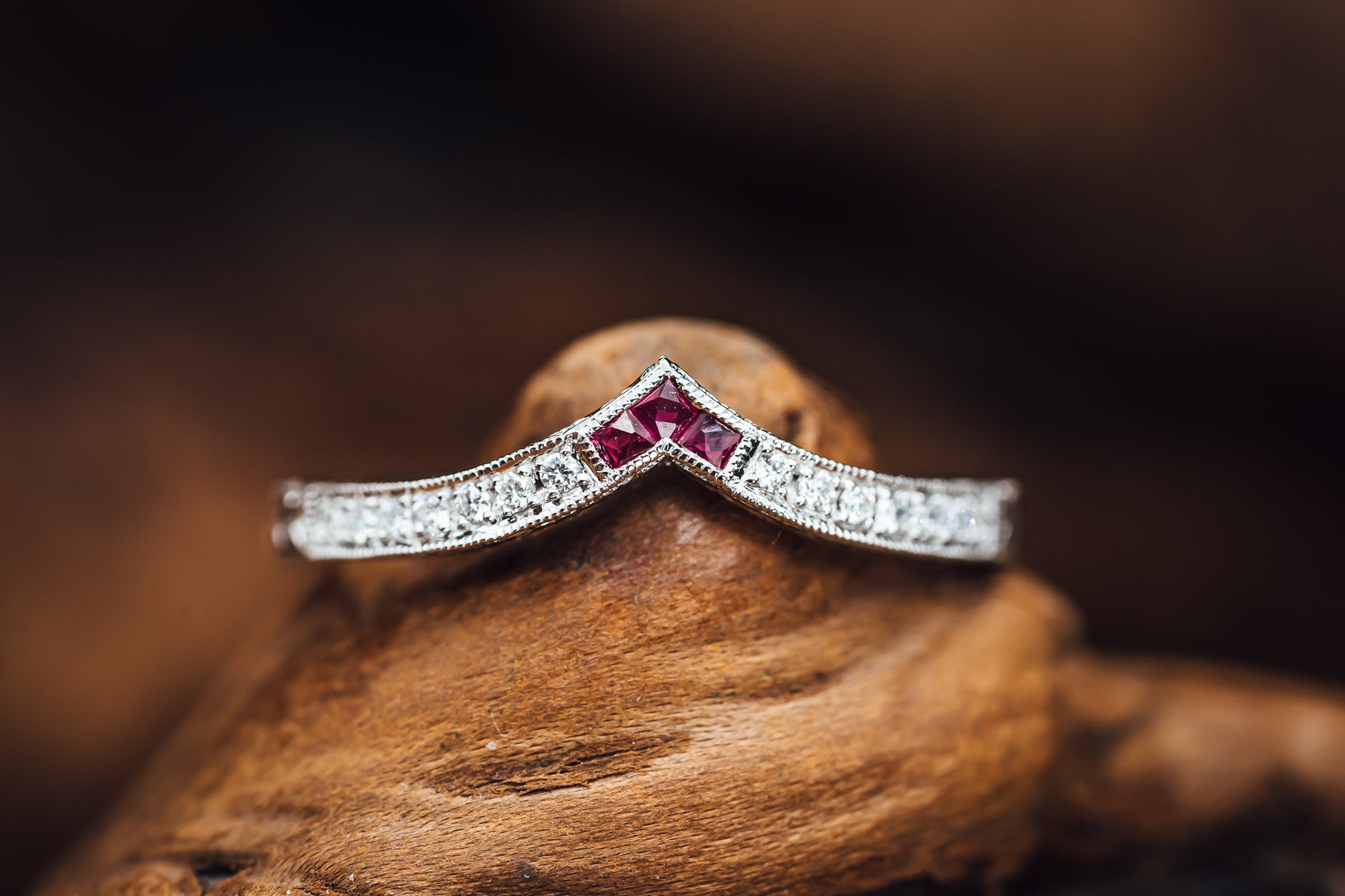 14k White Gold Ruby and Diamond Ring