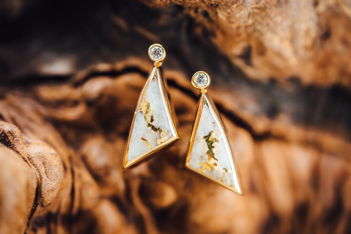 14k Yellow Gold Quartz Earrings
