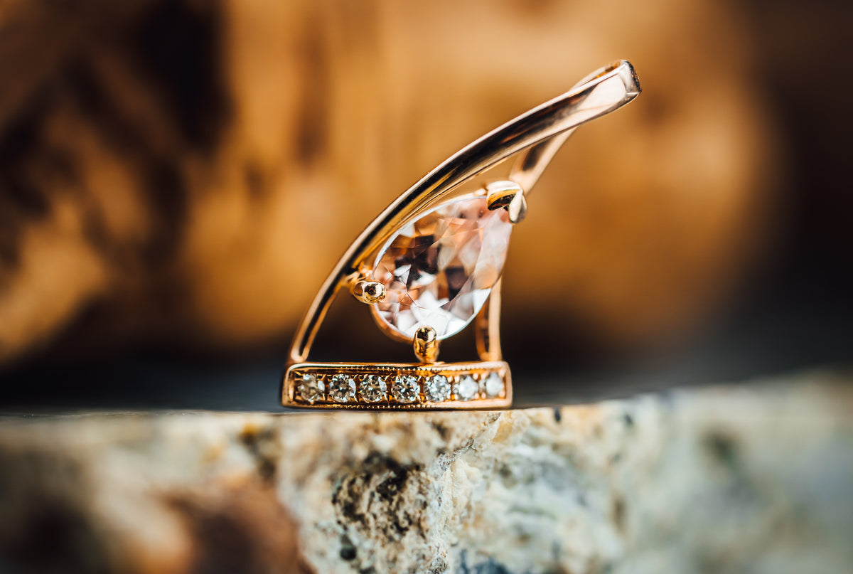 14k Rose Gold Morganite and Diamond Pendant