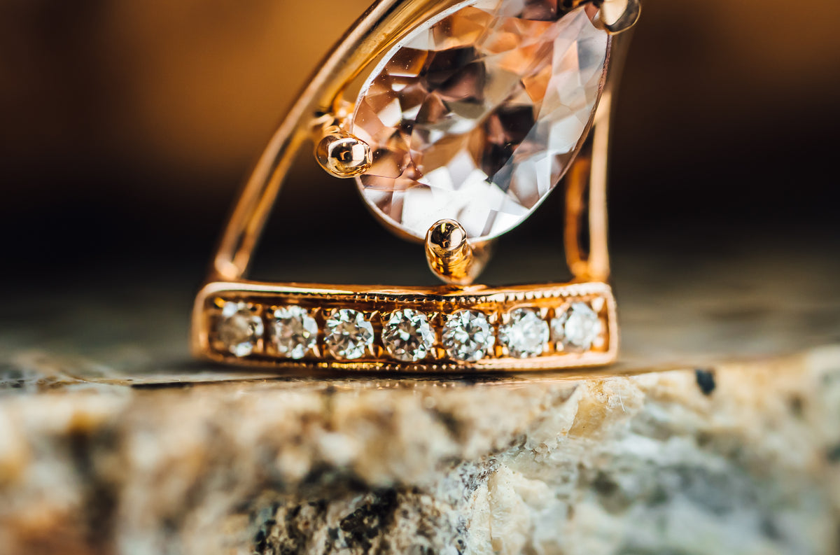 14k Rose Gold Morganite and Diamond Pendant