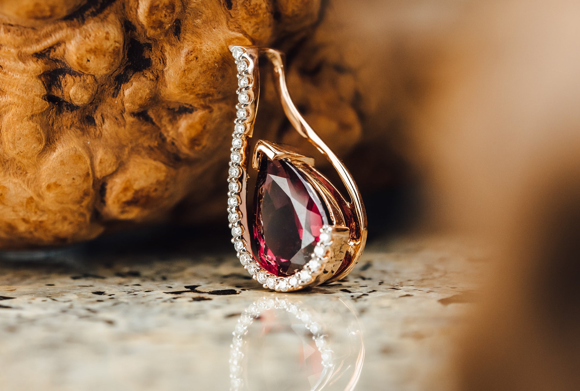 14k Rose Gold Rhodolite Garnet Pendant