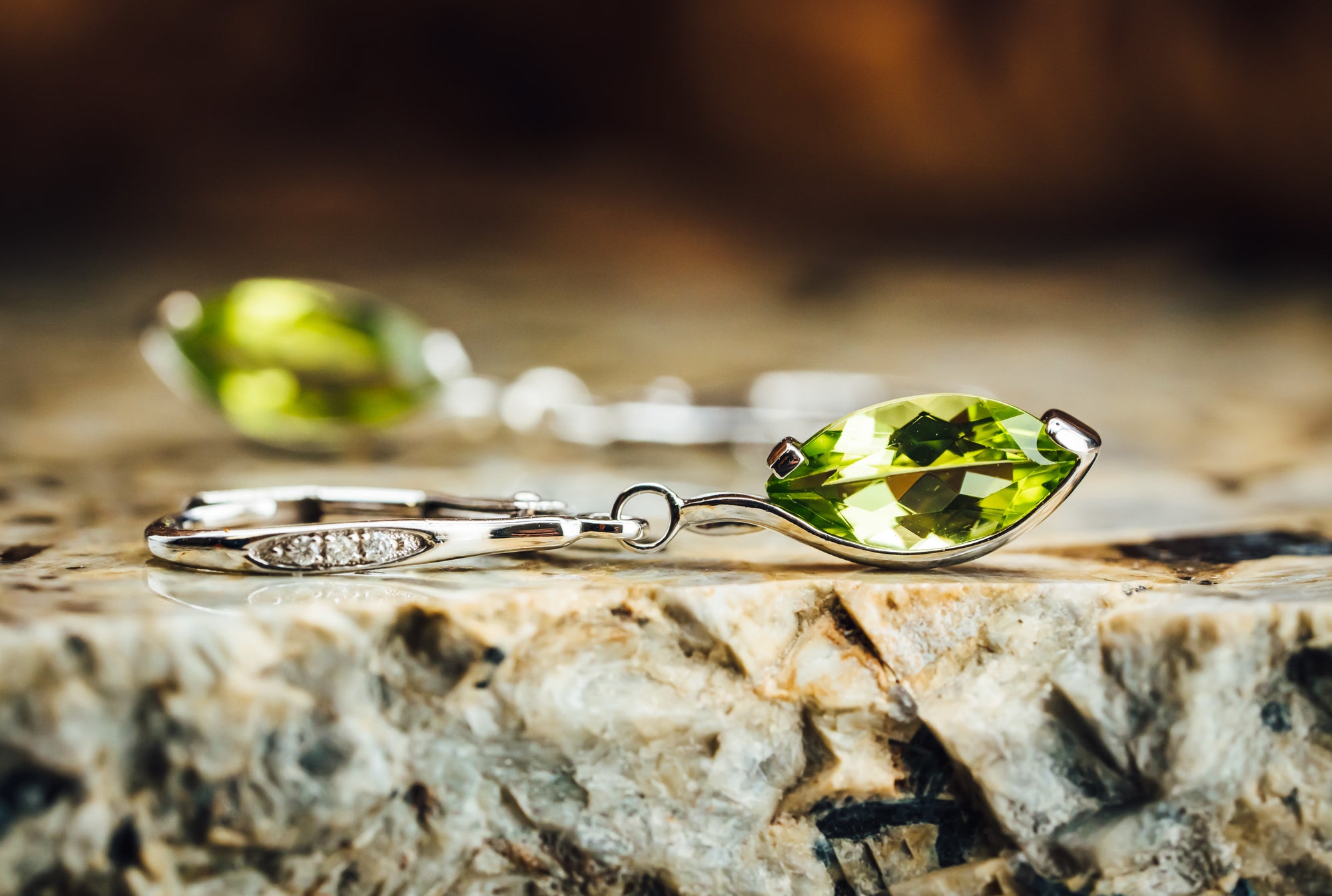 14k White Gold Peridot Earrings