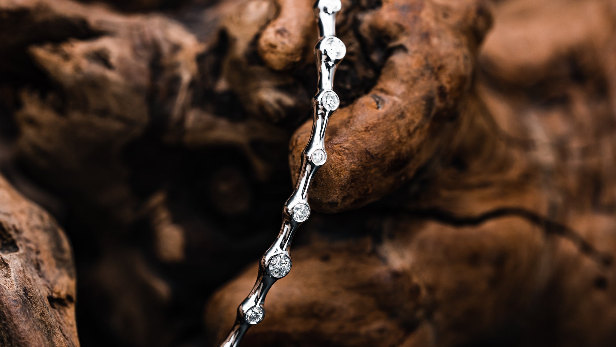 14k White Gold and Diamond Bangle