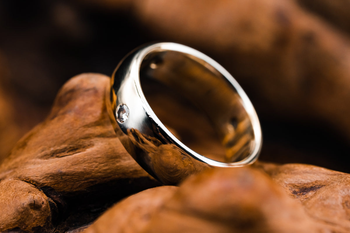 14k White Gold Diamond Band