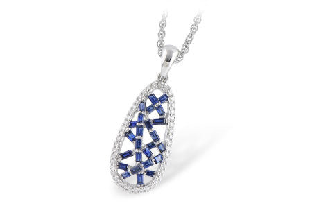 14k White Gold Sapphire and Diamond Pendant