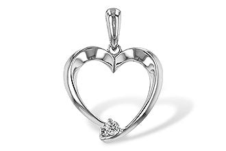 14k White Gold Heart and Diamond Pendant