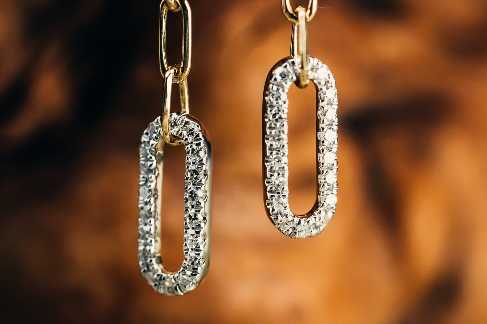 14k Yellow Gold Diamond Drop Earrings