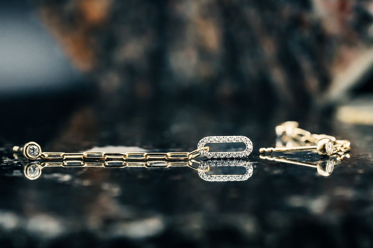 14k Yellow Gold Diamond Drop Earrings