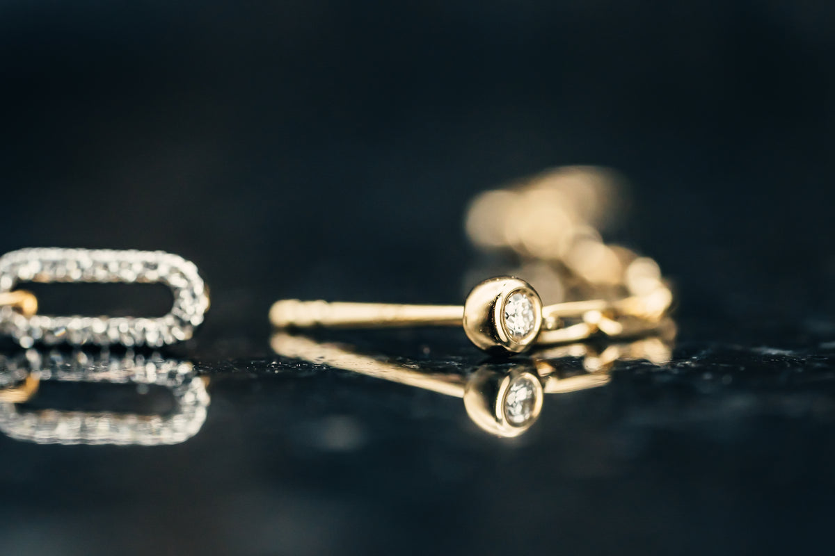 14k Yellow Gold Diamond Drop Earrings