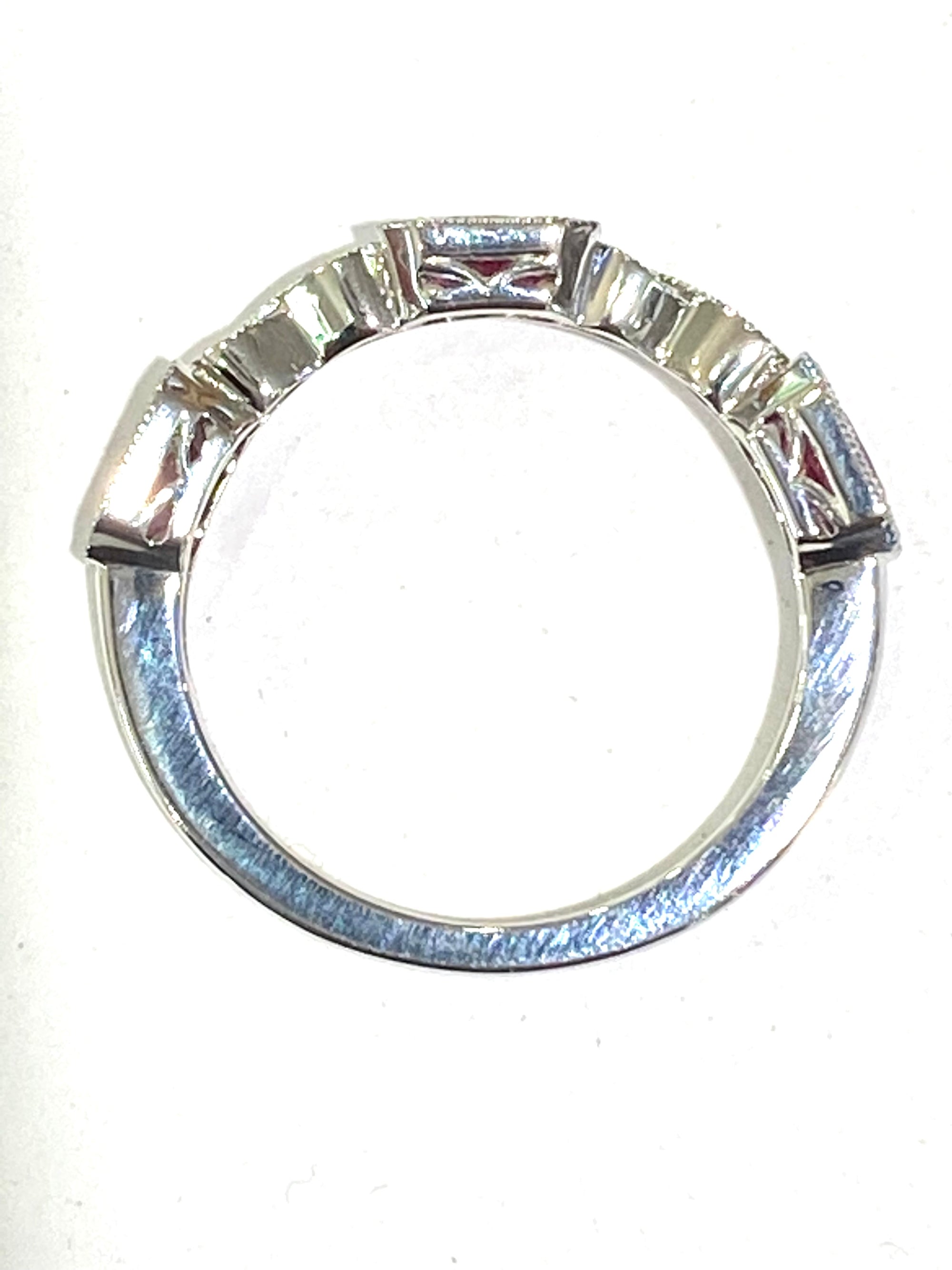 14k White Gold Diamond and Ruby Ring