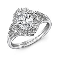 14k White Gold Moissanite and Diamond Ring