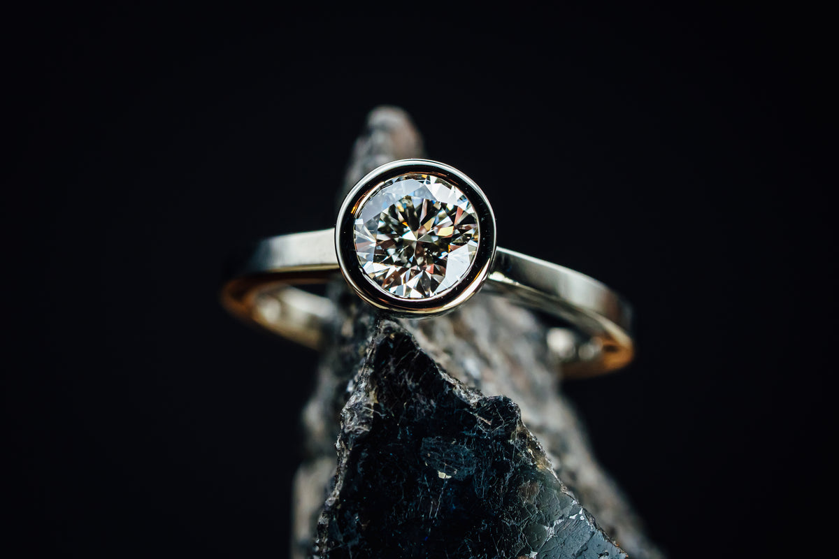 14k White Gold Bezel Set Diamond Ring