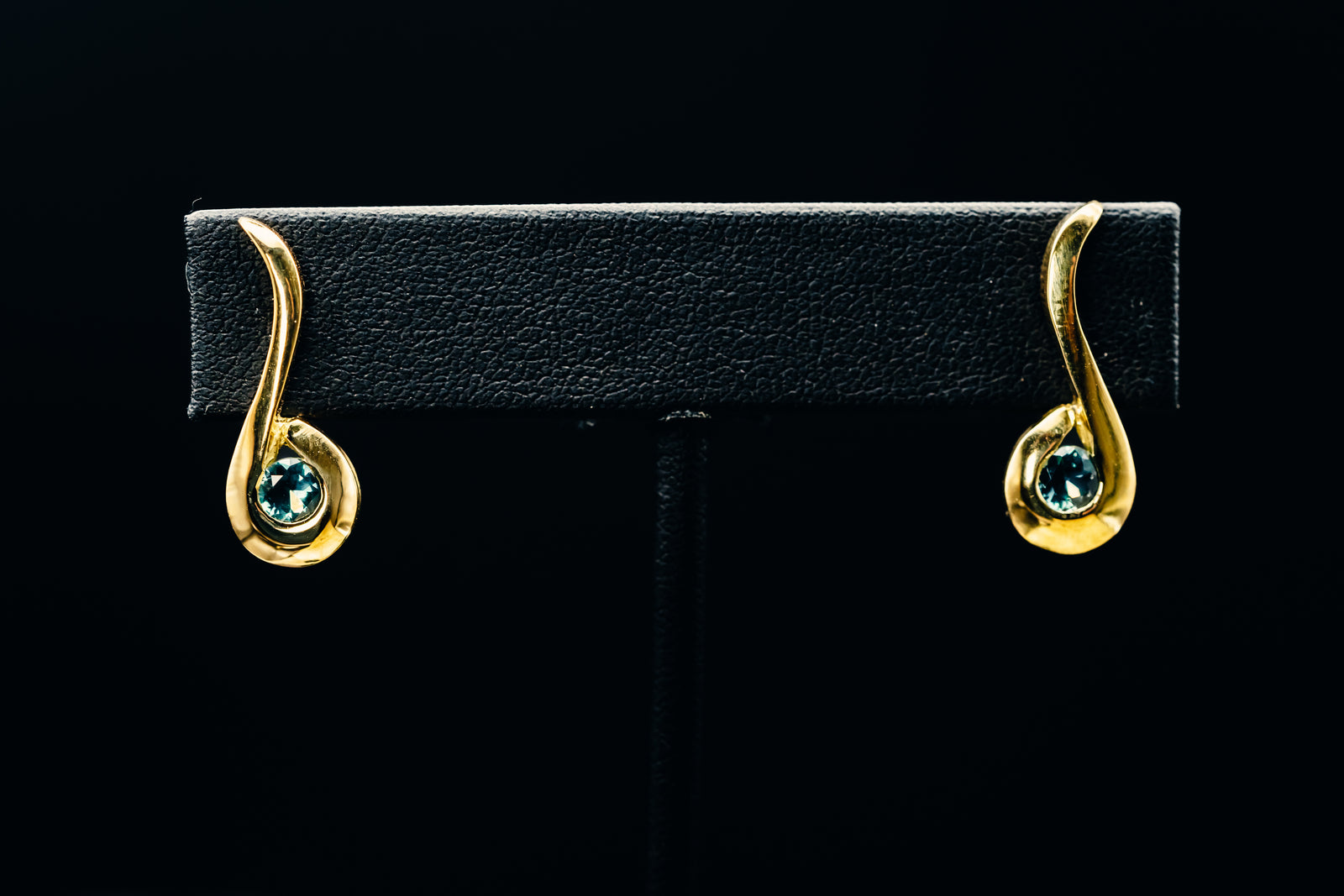 18k Yellow Gold Custom Montana Sapphire Drop Earrings