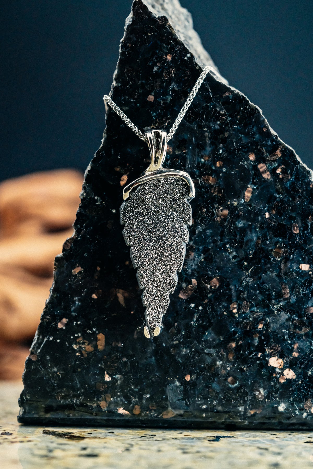 14k White Gold Drusy Pendant