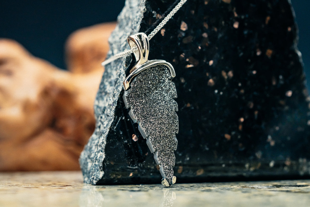 14k White Gold Drusy Pendant