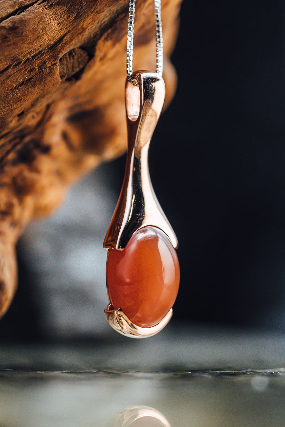 14k Rose Gold Moonstone Cabochon Pendant