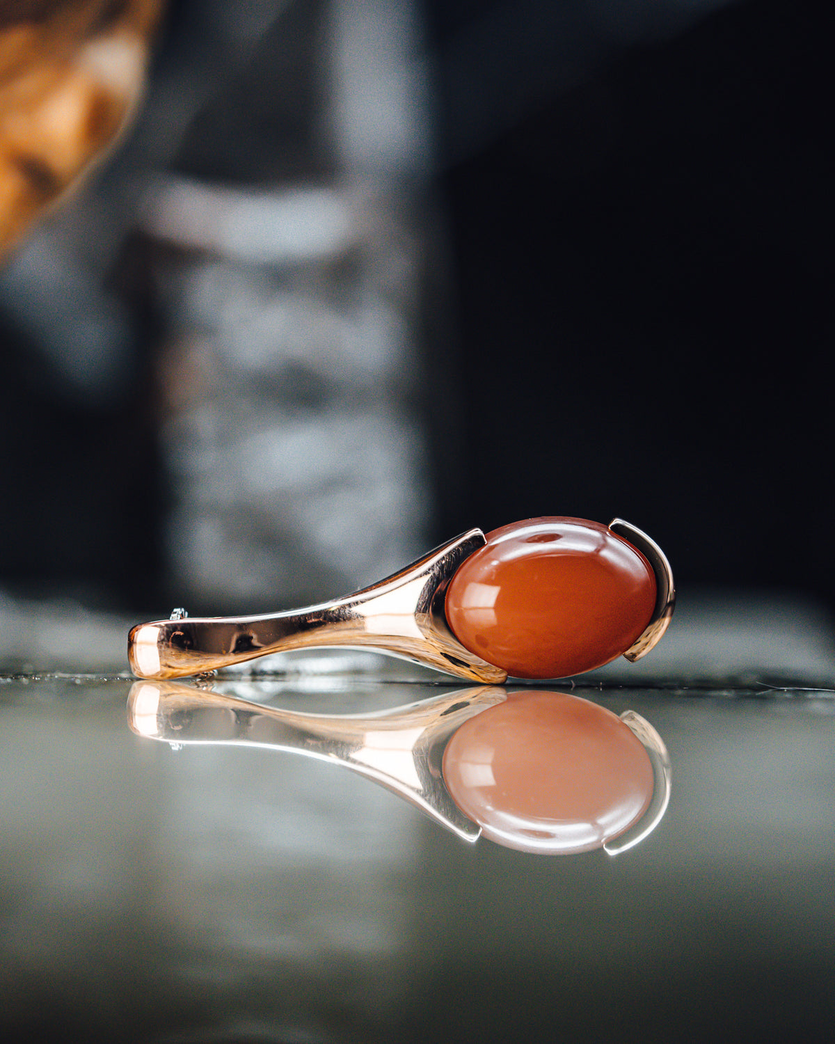 14k Rose Gold Moonstone Cabochon Pendant