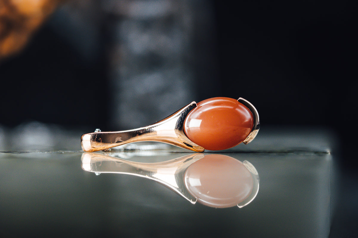 14k Rose Gold Moonstone Cabochon Pendant