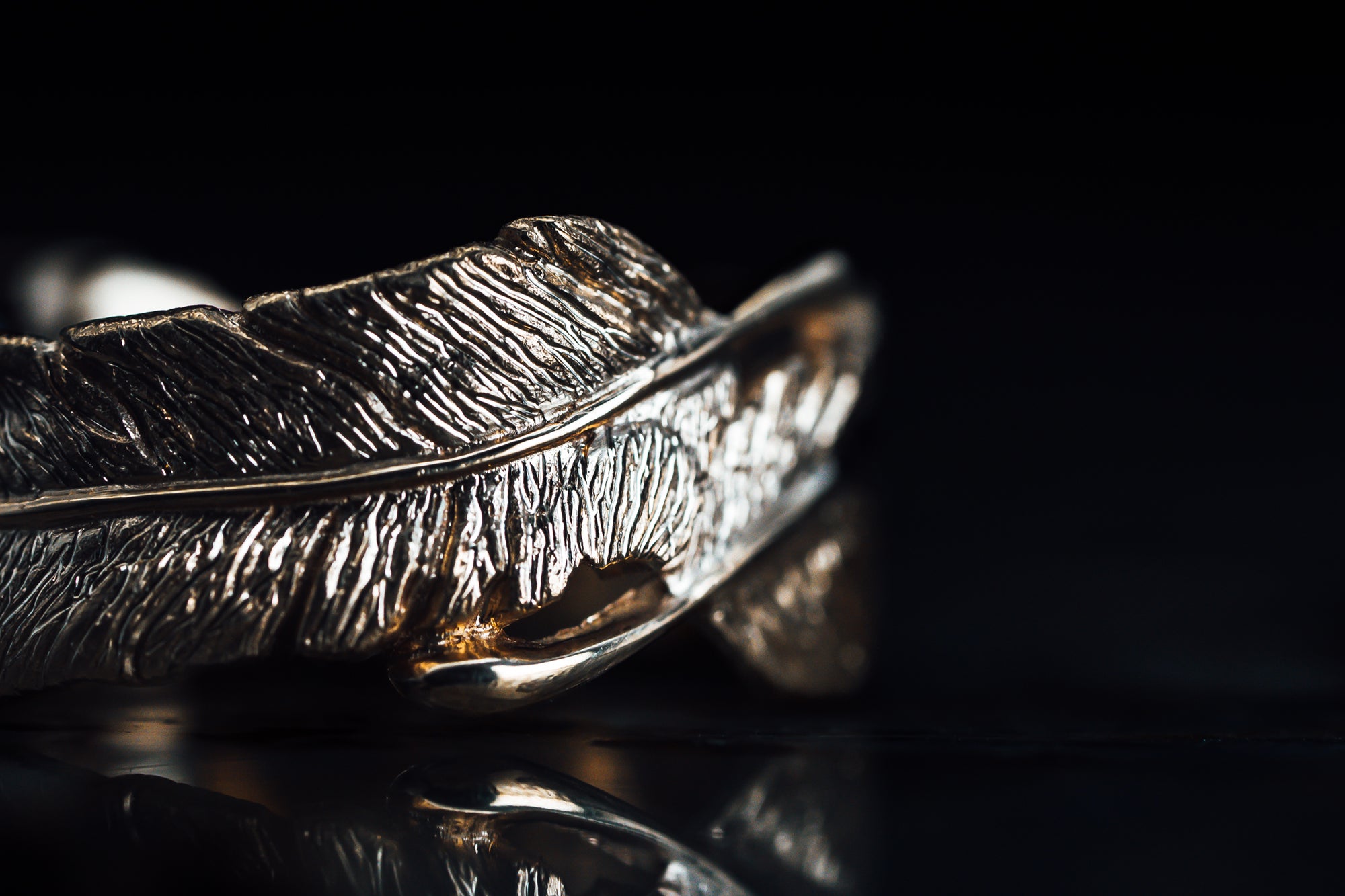 18k Yellow Gold Custom Feather Ring