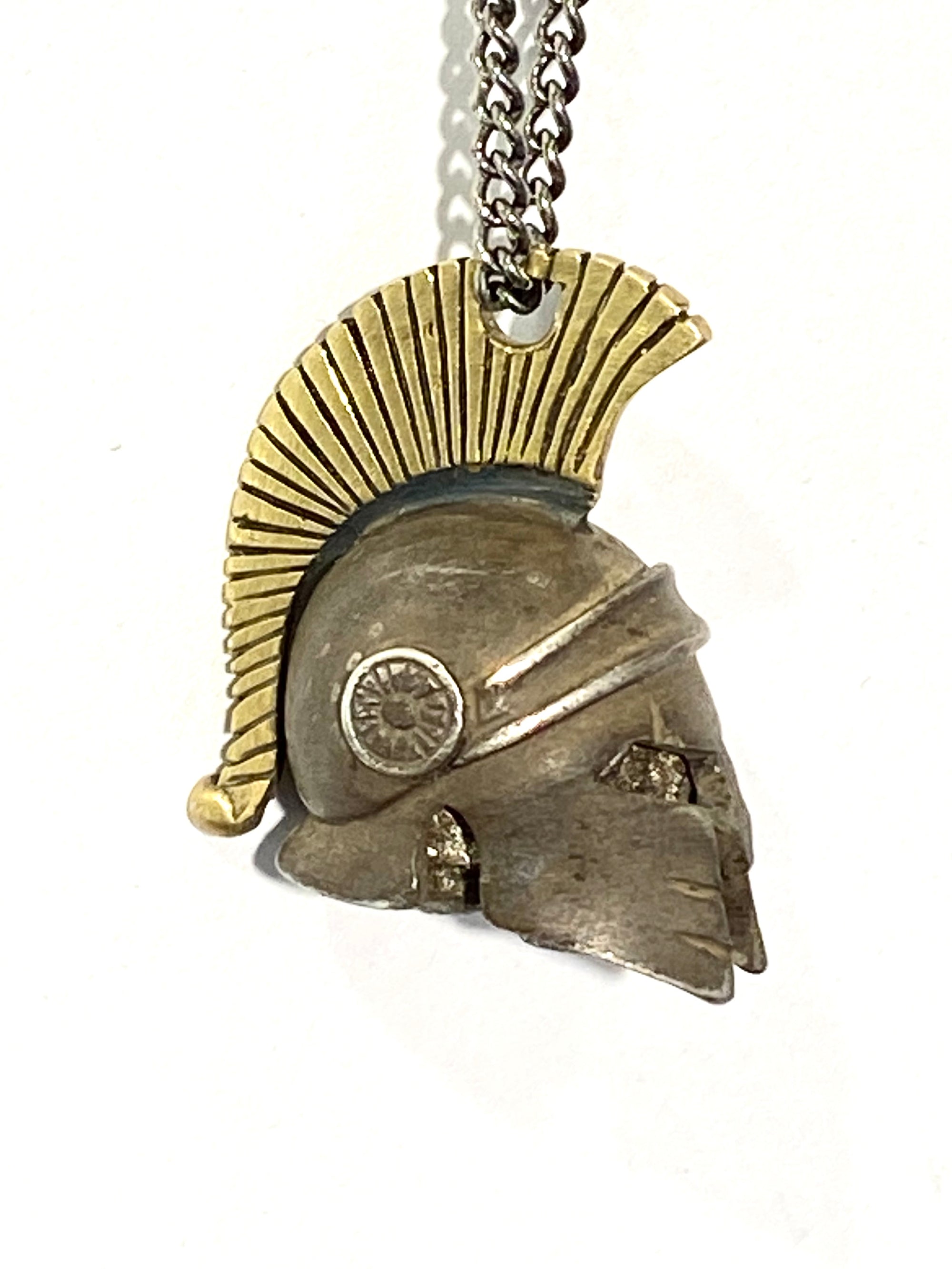 18k Yellow Gold and Sterling and Meteorite Trojan Head and Skull