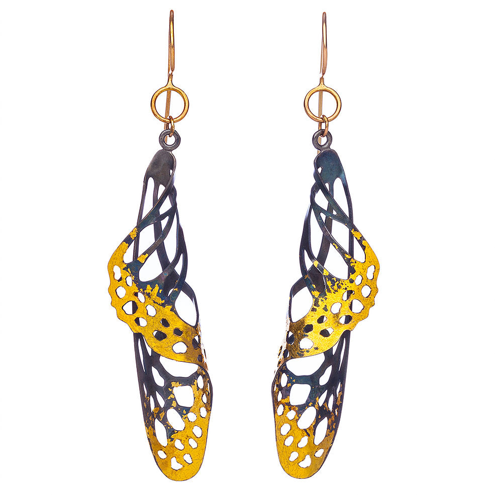 Camille Torres Chrysalis Earrings in Sterling and 24k Gold