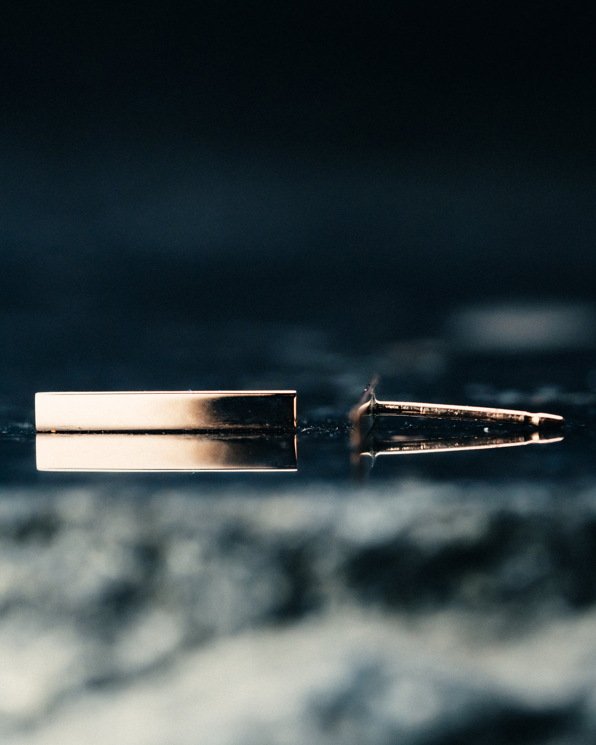 14k Rose Gold Bar W/Post Earrings