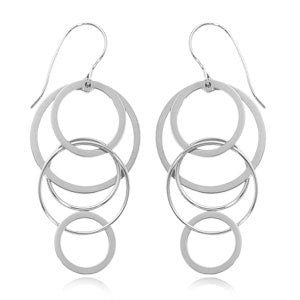 Sterling Silver Cascading Circles Drop Earrings