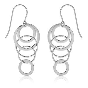 Sterling Silver Mini Cascading Circles Drop Earrings