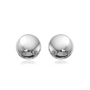 14k White Gold 8mm Button Studs