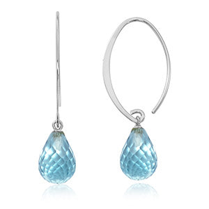 14k White Gold Blue Topaz Earrings